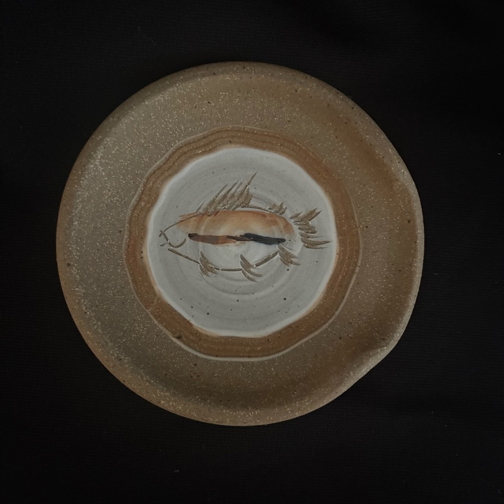 Handcrafted Studio Pottery Koi Fish Dish Ceramic 5” Trinket Plate